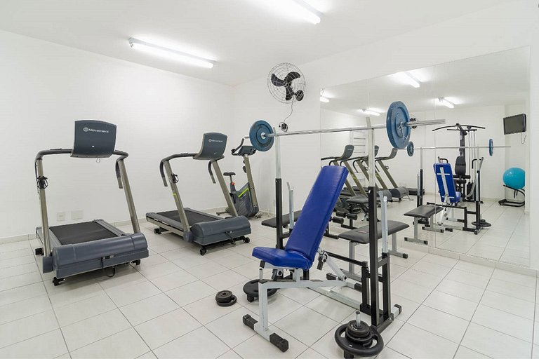 Apartment in Benedito Calixto with garage and AC
