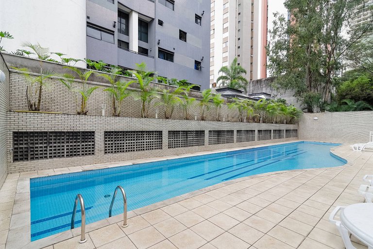 Apartment in Benedito Calixto with garage and AC