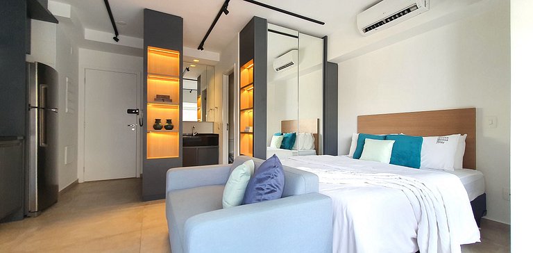 Studio decorado industrial prox a AV. Paulista