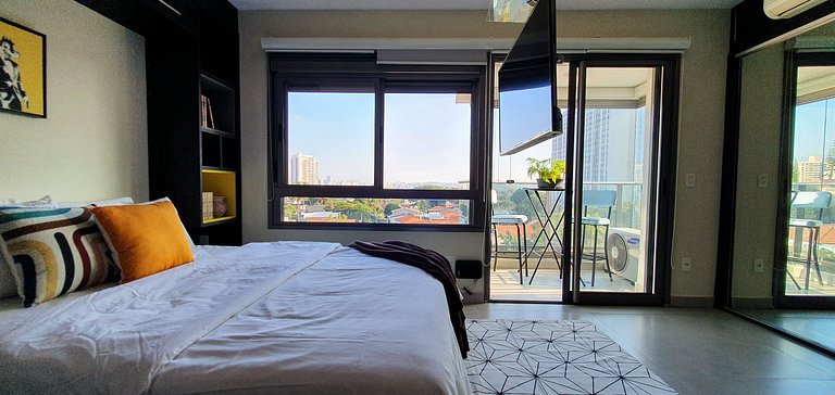 Apartamento decorado com vista