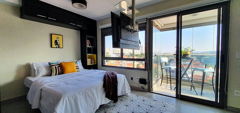 Apartamento decorado com vista