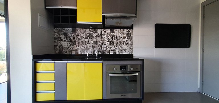 Apartamento decorado com vista