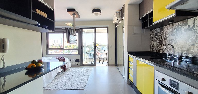 Apartamento decorado com vista