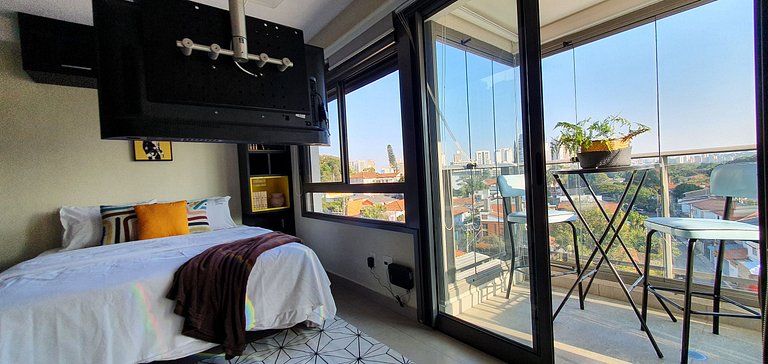 Apartamento decorado com vista