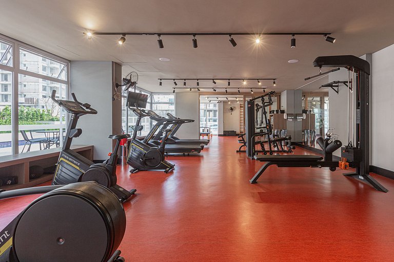 Studio moderno na Augusta com AC e academia