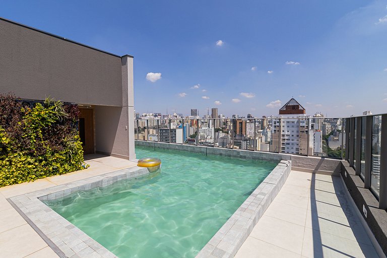 Studio autoral na República • Piscina rooftop