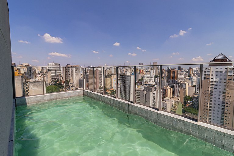 Studio autoral na República • Piscina rooftop