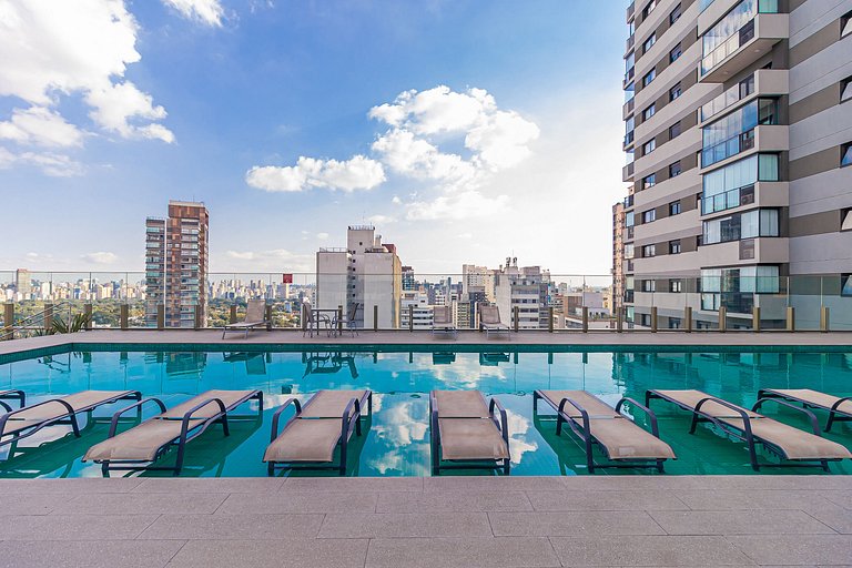 Studio Design em Pinheiros c/ Garagem e Piscina