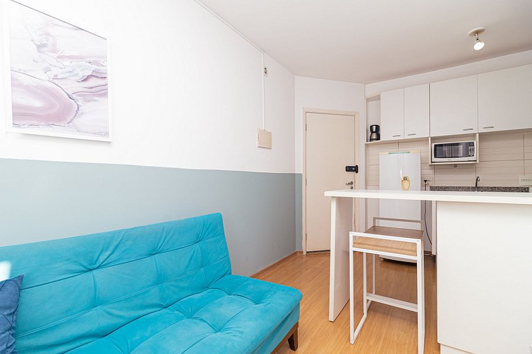 Apartment in Benedito Calixto with garage and AC
