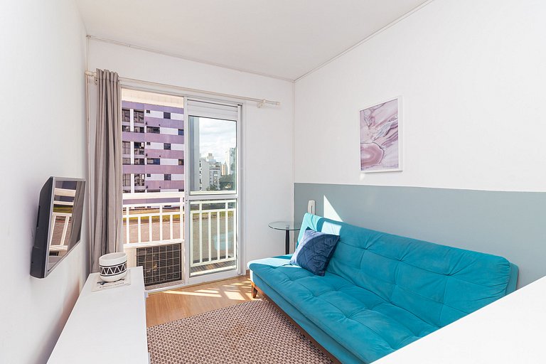Apartment in Benedito Calixto with garage and AC