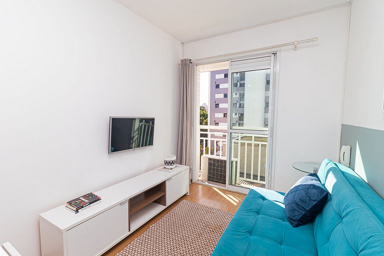 Apartment in Benedito Calixto with garage and AC