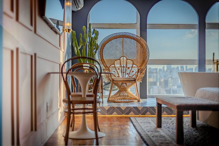 Estudio Estilo Marrakech con Bañera y Vista | Centro SP