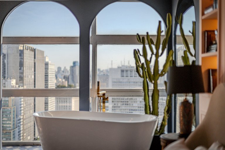 Estudio Estilo Marrakech con Bañera y Vista | Centro SP