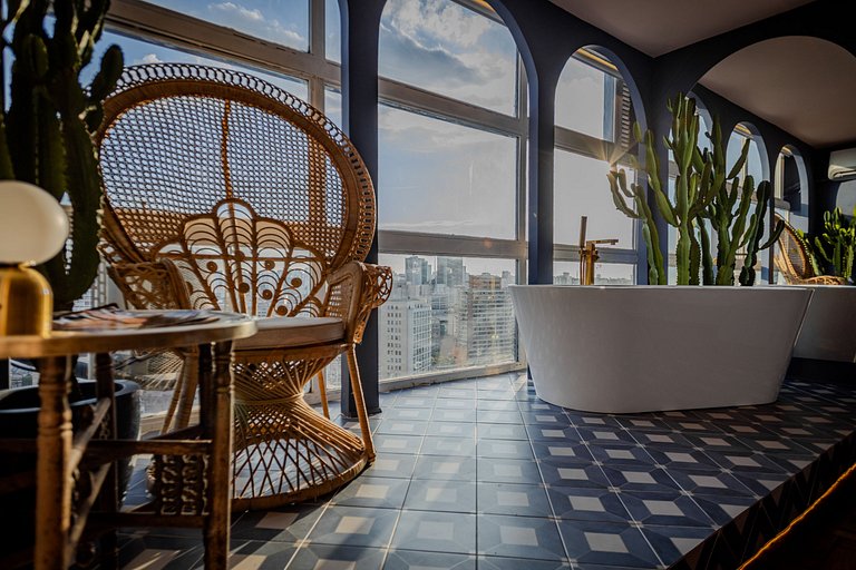 Estudio Estilo Marrakech con Bañera y Vista | Centro SP