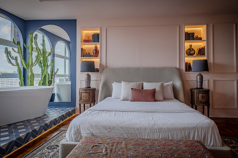Estudio Estilo Marrakech con Bañera y Vista | Centro SP