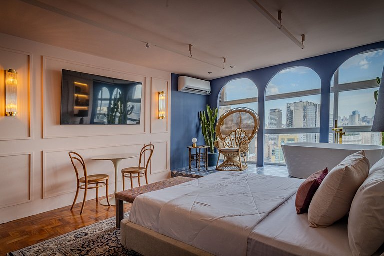 Estudio Estilo Marrakech con Bañera y Vista | Centro SP