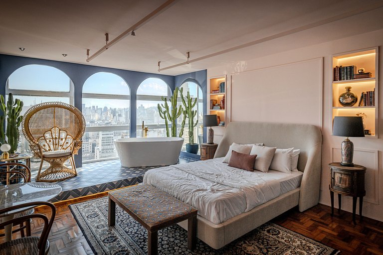 Estudio Estilo Marrakech con Bañera y Vista | Centro SP