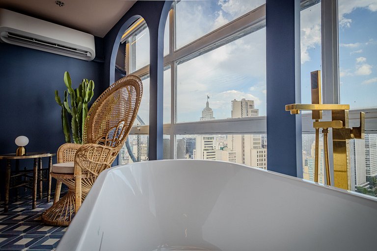 Estudio Estilo Marrakech con Bañera y Vista | Centro SP
