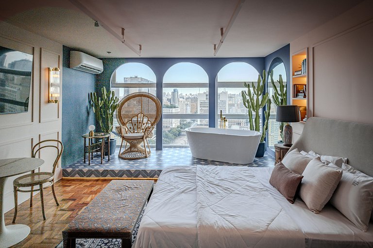 Estudio Estilo Marrakech con Bañera y Vista | Centro SP