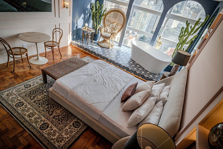 Estudio Estilo Marrakech con Bañera y Vista | Centro SP