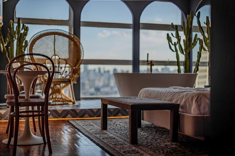 Estudio Estilo Marrakech con Bañera y Vista | Centro SP