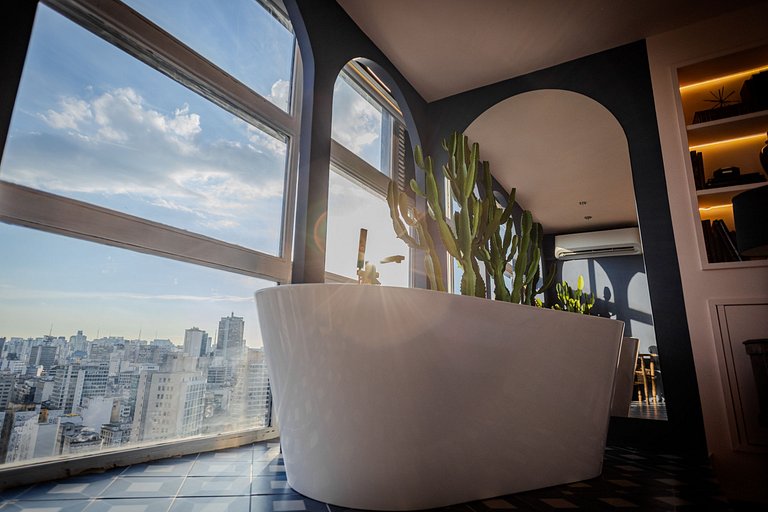 Estudio Estilo Marrakech con Bañera y Vista | Centro SP
