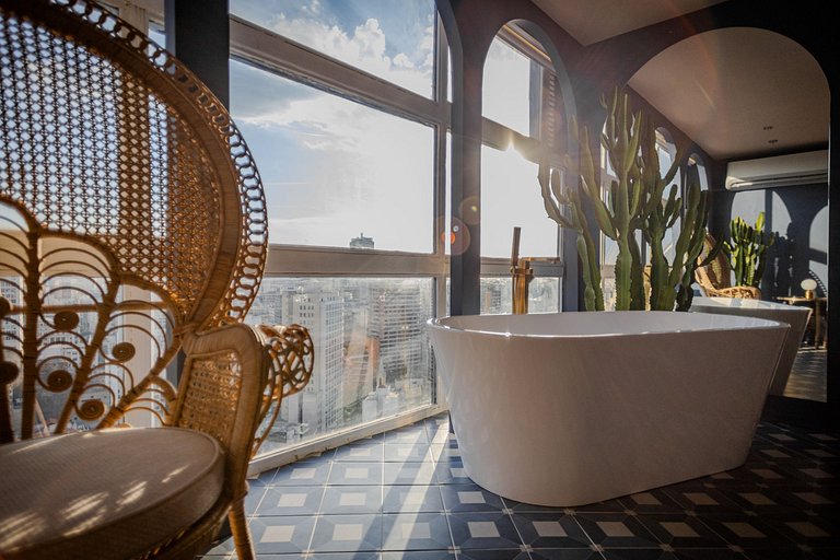 Estudio Estilo Marrakech con Bañera y Vista | Centro SP