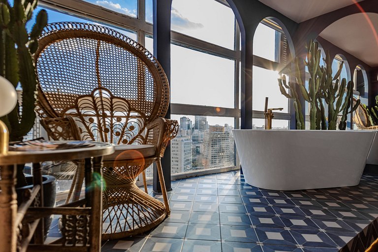 Estudio Estilo Marrakech con Bañera y Vista | Centro SP