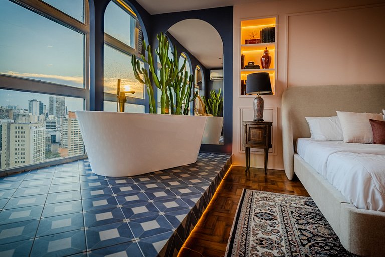 Estudio Estilo Marrakech con Bañera y Vista | Centro SP