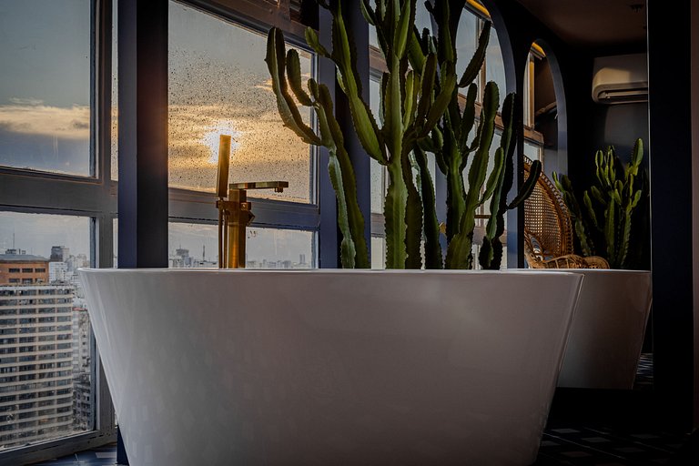 Estudio Estilo Marrakech con Bañera y Vista | Centro SP