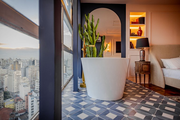 Estudio Estilo Marrakech con Bañera y Vista | Centro SP
