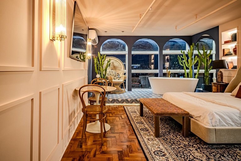 Estudio Estilo Marrakech con Bañera y Vista | Centro SP