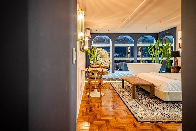 Estudio Estilo Marrakech con Bañera y Vista | Centro SP