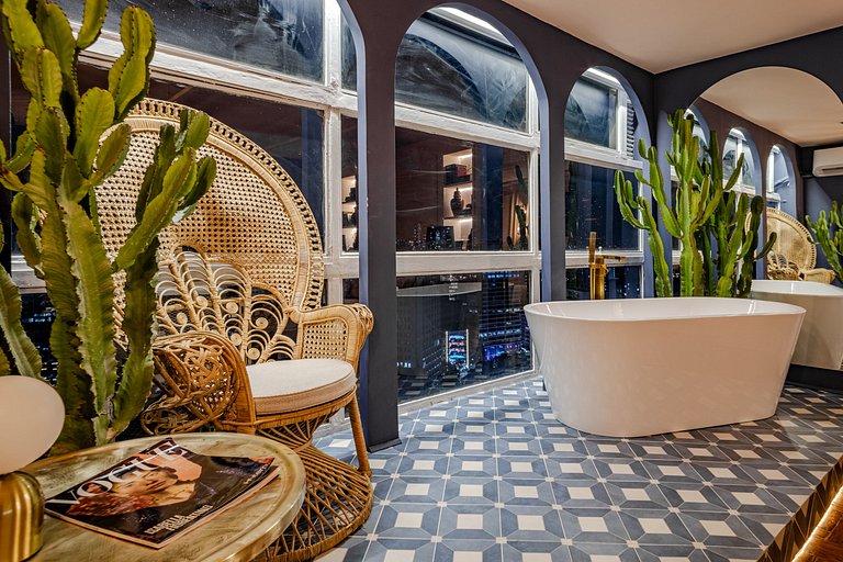 Estudio Estilo Marrakech con Bañera y Vista | Centro SP