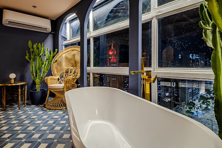 Estudio Estilo Marrakech con Bañera y Vista | Centro SP