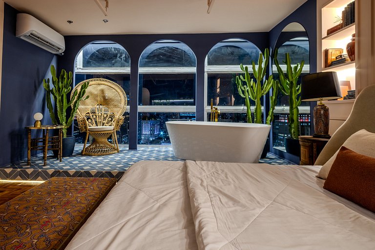 Estudio Estilo Marrakech con Bañera y Vista | Centro SP