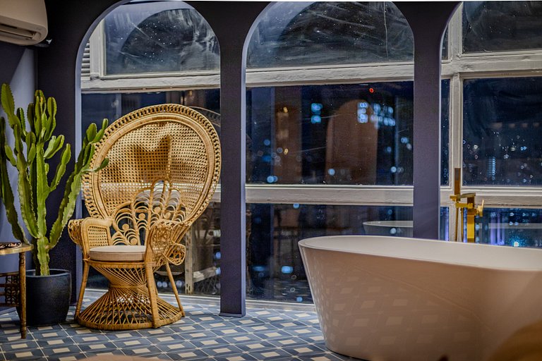 Estudio Estilo Marrakech con Bañera y Vista | Centro SP