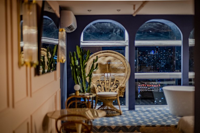 Estudio Estilo Marrakech con Bañera y Vista | Centro SP