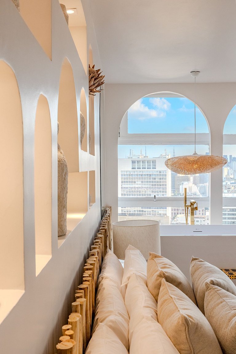 Estudio Estilo Playa con Bañera y Vista | Centro SP