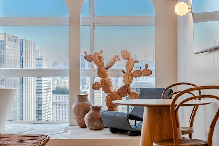 Estudio Estilo Playa con Bañera y Vista | Centro SP