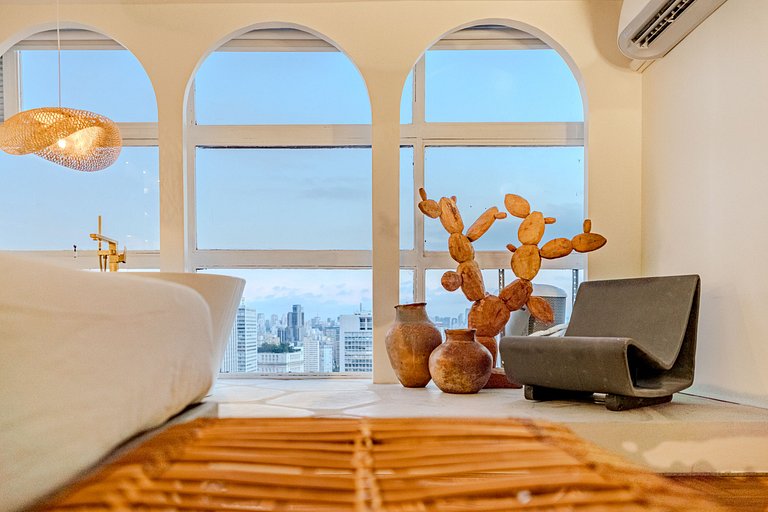 Estudio Estilo Playa con Bañera y Vista | Centro SP