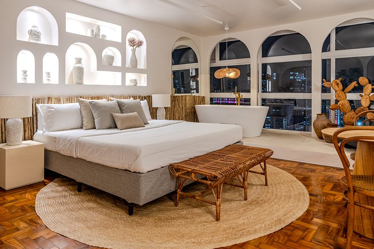 Estudio Estilo Playa con Bañera y Vista | Centro SP