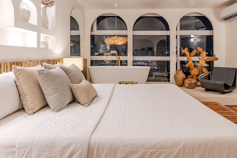 Estudio Estilo Playa con Bañera y Vista | Centro SP