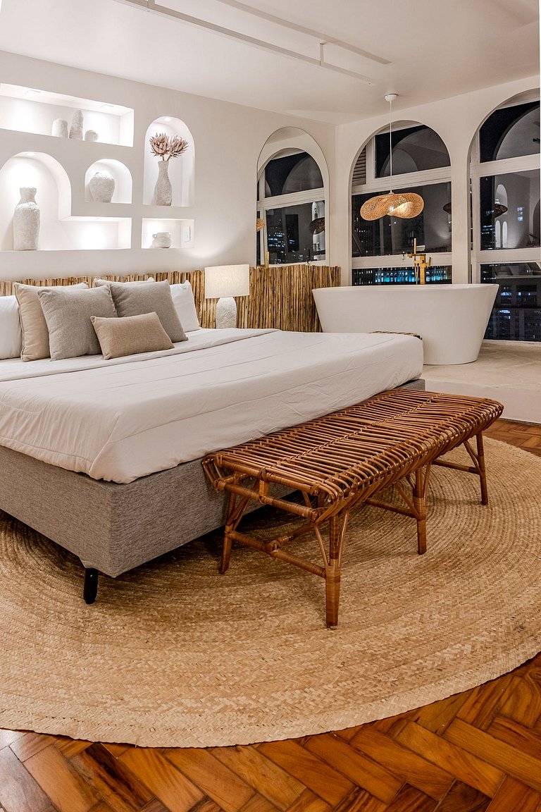Estudio Estilo Playa con Bañera y Vista | Centro SP