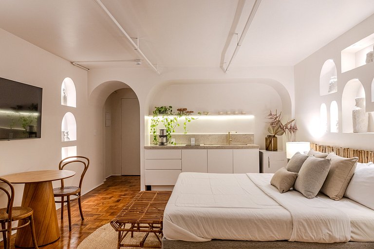 Estudio Estilo Playa con Bañera y Vista | Centro SP