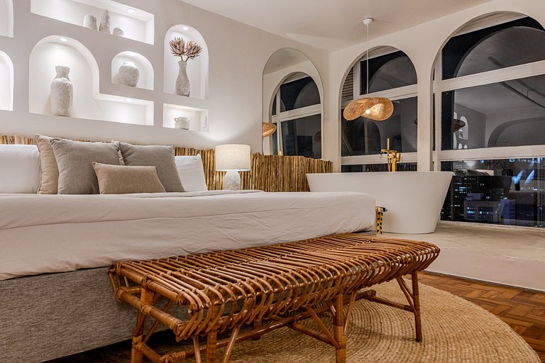 Estudio Estilo Playa con Bañera y Vista | Centro SP