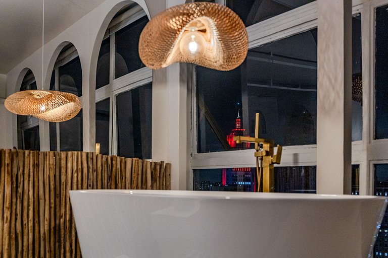 Estudio Estilo Playa con Bañera y Vista | Centro SP