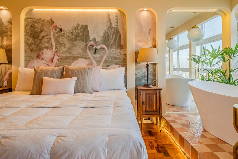 Flamingo Sampa Spa: view and bathtub