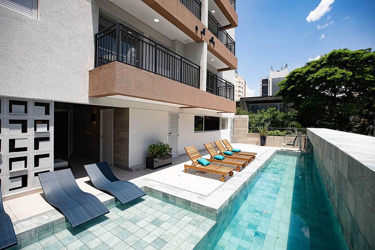 1 quarto com AC e estrutura top em Pinheiros