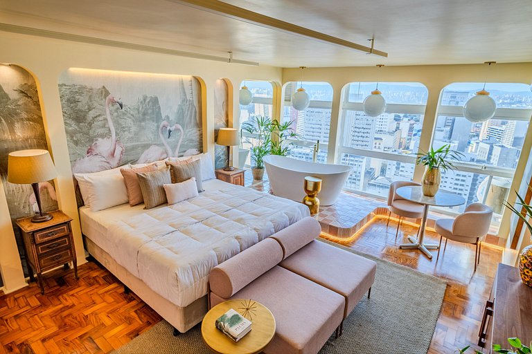 Estudio Estilo Resort con Bañera y Vista | Centro SP
